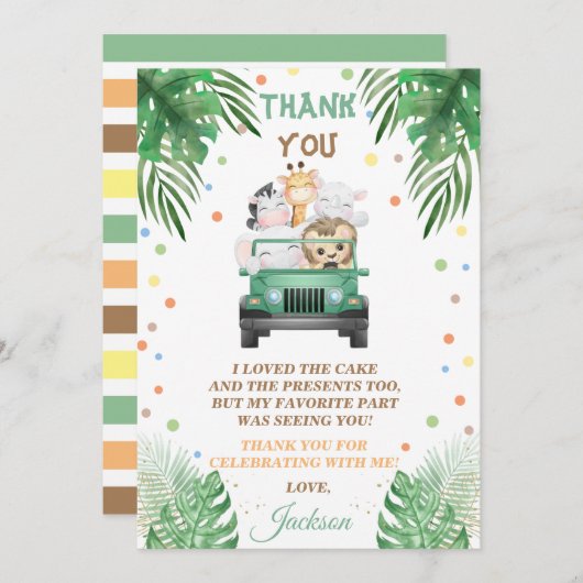 野生の1匹のサンキューカードサファリ動物 招待状 (正面/裏面)