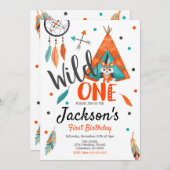 野生の1匹のDreamcatcherのテント小屋の誕生日の招待状 招待状 (正面/裏面)