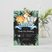 野生の1枚のジャングルのパーティーの誕生日の招待状カード 招待状 (スタンド正面)