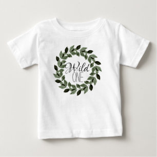 野生の1枚の最初誕生日のワイシャツ ベビーTシャツ
