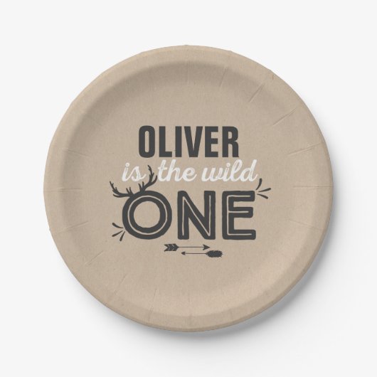 野生の1枚の紙皿7"素朴なクラフト野生の1 ペーパープレート (正面)