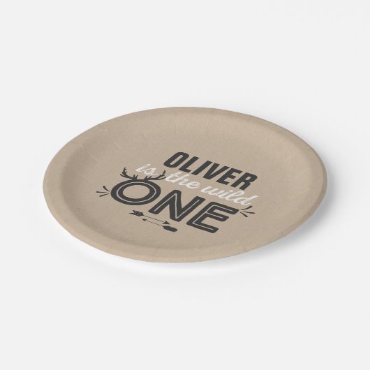 野生の1枚の紙皿7"素朴なクラフト野生の1 ペーパープレート (アングル)