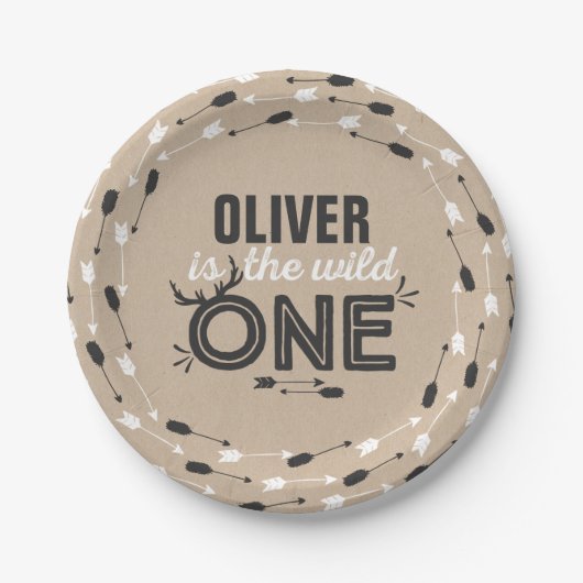 野生の1枚の紙皿7"素朴なクラフト野生の1 ペーパープレート (正面)