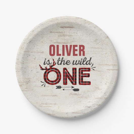 野生の1枚の紙皿7"素朴な樵野生の者 ペーパープレート (正面)