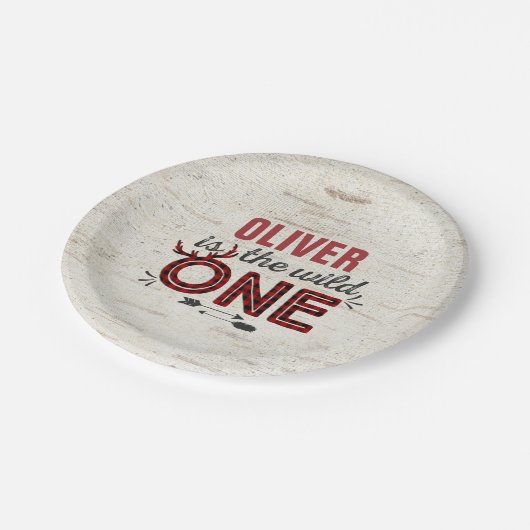 野生の1枚の紙皿7"素朴な樵野生の者 ペーパープレート (アングル)