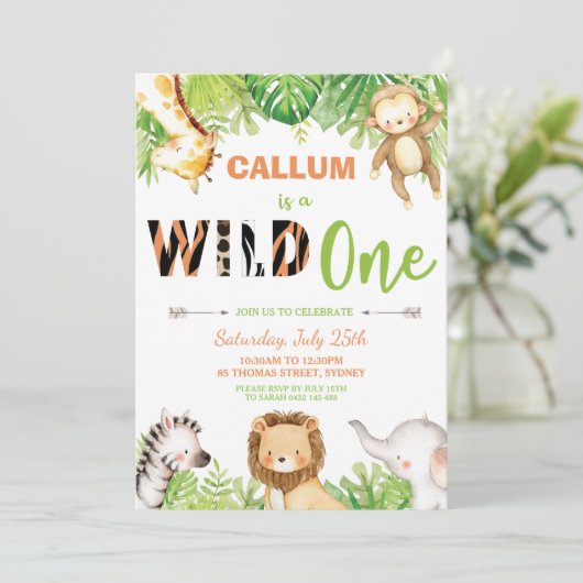 野生の1歳のジャングル動物の少年 招待状 (スタンド正面)