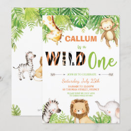 野生の1歳のジャングル動物の少年 招待状