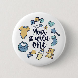 野生の1歳の最初の誕生日少年の母 缶バッジ