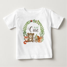 野生の1歳の木の国の動物Tシャツ ベビーTシャツ