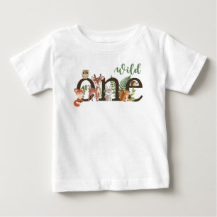 野生の1歳の木の国の動物Tシャツ ベビーTシャツ