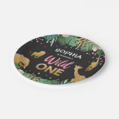 野生の1歳の紙プレートサファリ·アニマルズ·ガール ペーパープレート (アングル)