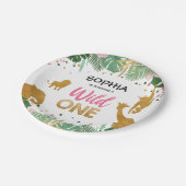 野生の1歳の紙プレートサファリ·アニマルズ·ガール ペーパープレート (アングル)