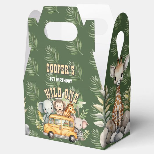 野生の1男の子の誕生日サファリ動物の好意ボックス フェイバーボックス (オープン)