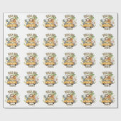 野生の1男の子の誕生日サファリ動物 ラッピングペーパー (フラット)