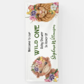 野生の1番目のライオンのサルのサファリの赤ちゃんシャワー 横断幕 (縦)