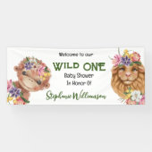 野生の1番目のライオンのサルのサファリの赤ちゃんシャワー 横断幕 (横)