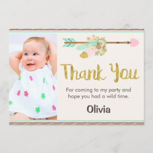 野生の1矢の種族の第1誕生日のサンキューカード サンキューカード