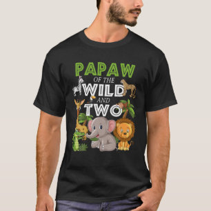野生の2つの動物園の誕生日サファリジャングルAのパポー Tシャツ