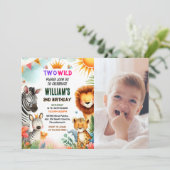 野生の2歳の誕生日に動物園のゼブラサファリ 招待状 (スタンド正面)