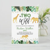 野生の2歳の誕生日パーティーにご招待！ジャングルの動物たち 招待状 (スタンド正面)