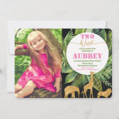 野生の2番目の2番目の誕生日の写真の招待ピンク 招待状 (正面)