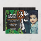 野生の3つのサファリのカスタムな写真の誕生日の招待状 招待状 (正面/裏面)