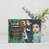 野生の3つのサファリのカスタムな写真の誕生日の招待状 招待状 (スタンド正面)