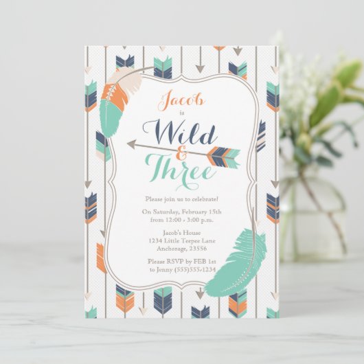 野生の3つの種族の矢の誕生会の青緑 招待状 (スタンド正面)