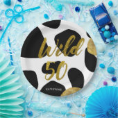 野生の50金ゴールド動物パターンモノグラム ペーパープレート (パーティー)