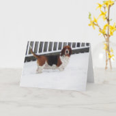 "野生の"シリーズ挨拶状のバセットハウンド カード (黄色い花)