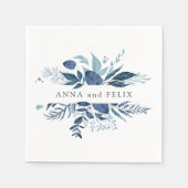 野生のAzure |ボタニカルパーソナライズされた結婚ズ スタンダードカクテルナプキン (正面)