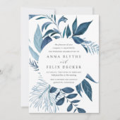 野生のAzure | Blue Botanical 結婚's 招待状 (正面)