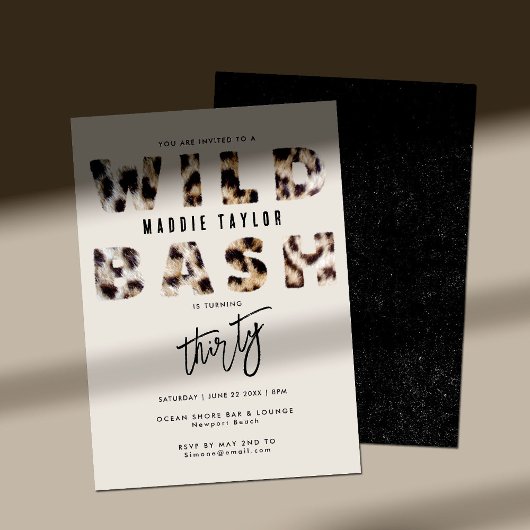 野生のBash Leopard Fur Letters 30th Birthdayパーティー 招待状