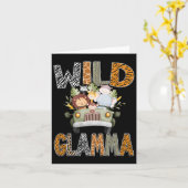 野生のGlamma 1st誕生日の動物園サファリジャングル動物 カード (黄色い花)
