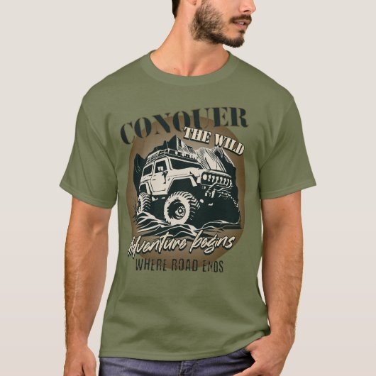 野生を制覇せよ Tシャツ - ブラウン (正面)