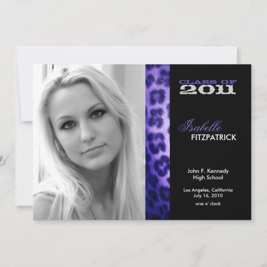 野生アニマルプリントヒョウ卒業発表 招待状 (正面)