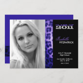 野生アニマルプリントヒョウ卒業発表 招待状 (正面/裏面)