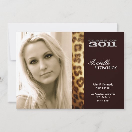 野生アニマルプリントヒョウ卒業発表 招待状 (正面)