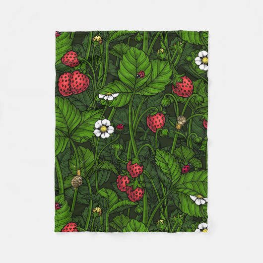 野生イチゴ フリースブランケット (正面)
