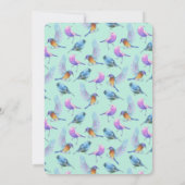 野生エキゾチック鳥かわいらしの水色ブライダルシャワー 招待状 (裏面)