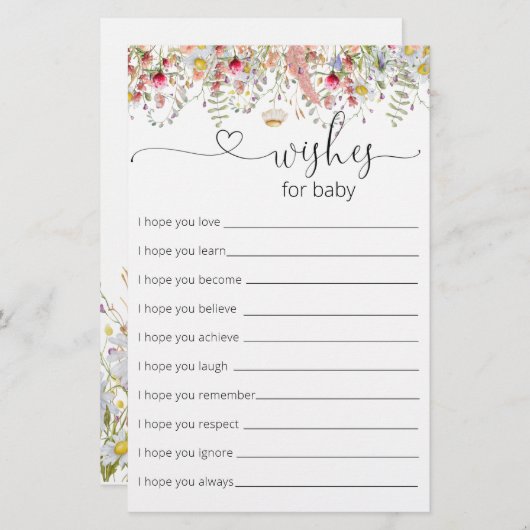 野生エレガントの花の赤ちゃんシャワーベビー (正面/裏面)