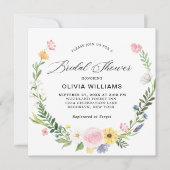 野生エレガントの花フローラリースブライダルシャワー 招待状 (正面)