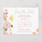 野生エレガントの花結婚のカレンダー日付を保存 案内ポストカード (正面)
