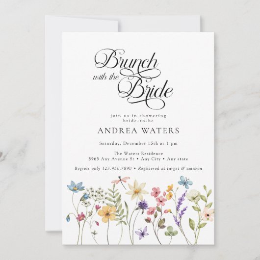 野生エレガントの花 |フローラブライダルシャワーinvita 招待状 (正面)