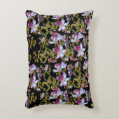 野生エレガントの蘭数々の色の黒 アクセントクッション (正面(垂直))