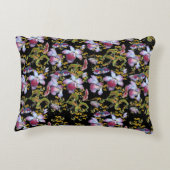 野生エレガントの蘭数々の色の黒 アクセントクッション (裏面)