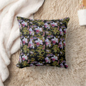 野生エレガントの蘭数々の色の黒 クッション (ブランケット)