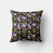 野生エレガントの蘭数々の色の黒 クッション (裏面)