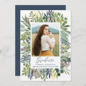 野生エレガント牧草地写真卒業パーティー 招待状 (正面/裏面)