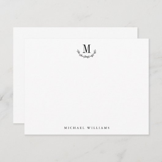 野生エレガント素朴林モノグラム文房具 ノートカード (正面/裏面)